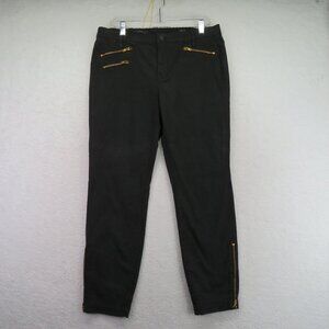 J Crew Jeans Womens Size 32 Black Toothpick Skinny Ankle Gold Zippers New